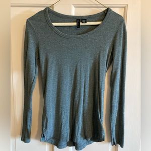 Cynthia Rowley Long Sleeve Greenish-Blue T-shirt, XS